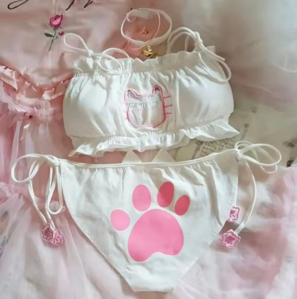 Conjunto Lencería Gato Blanco
