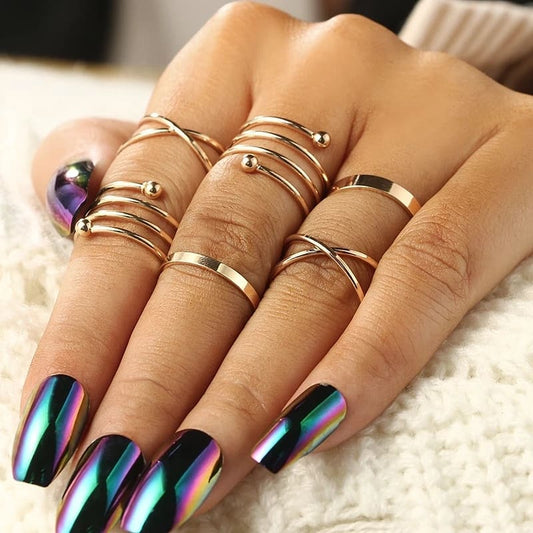 Set de 6 midi-rings dorados Espiral