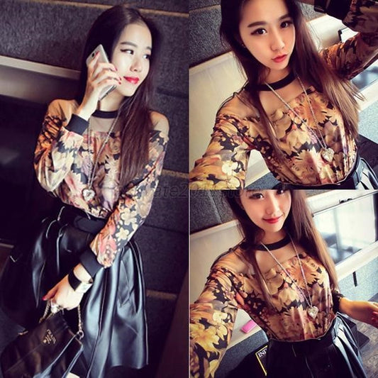 Blusa Floral Otoño Transparencia