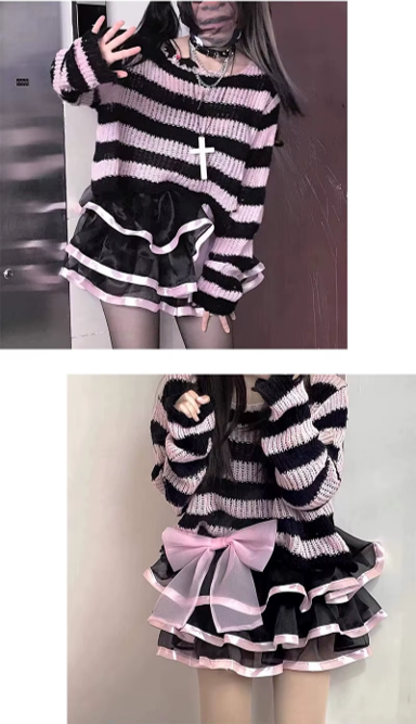 Chaleco Rayado · Rosa & Negro