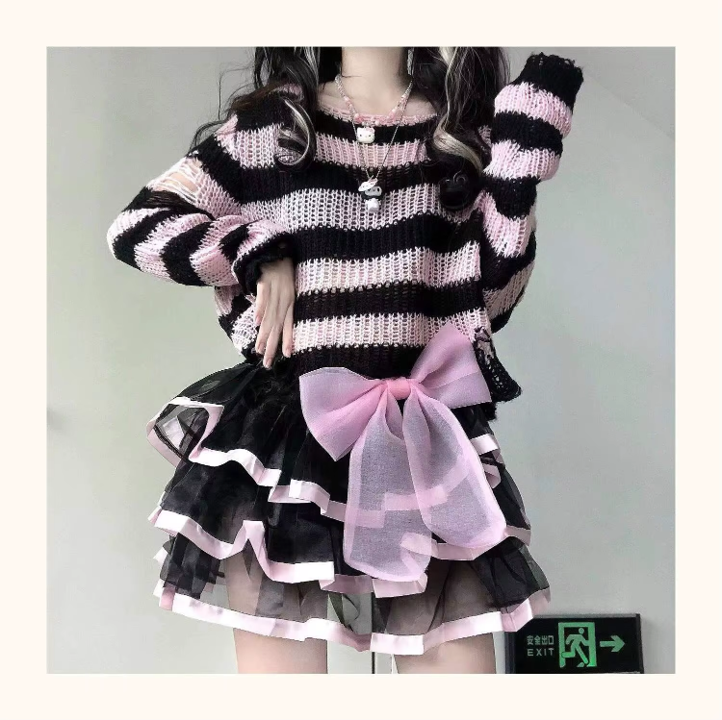 Chaleco Rayado · Rosa & Negro
