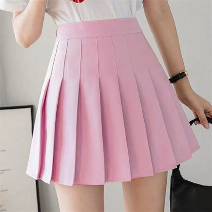 Falda Short Tableada Rosa Pastel