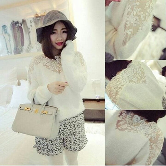 Chaleco Peludo · Encaje Floral Blanco
